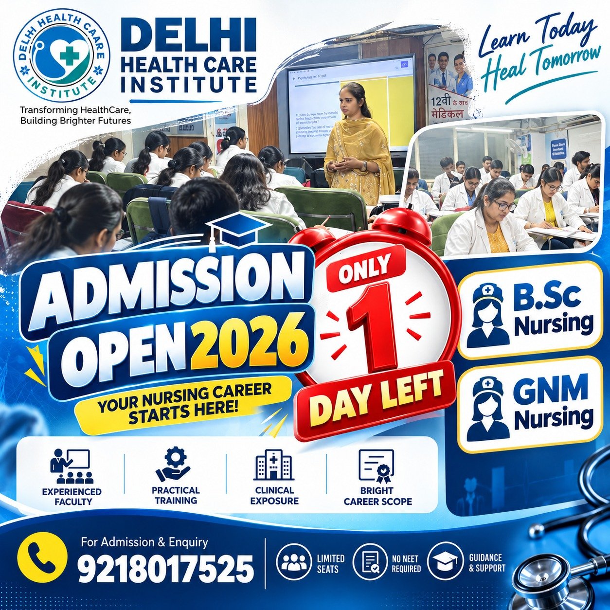 LAST DATE 30 OCTOEBR FOR BSC NURSING AND GNM NURSING ADMISSION.